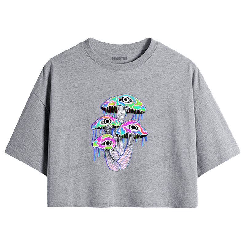 Soulisfree Melting Eye Mushroom Psyche Crop Tee