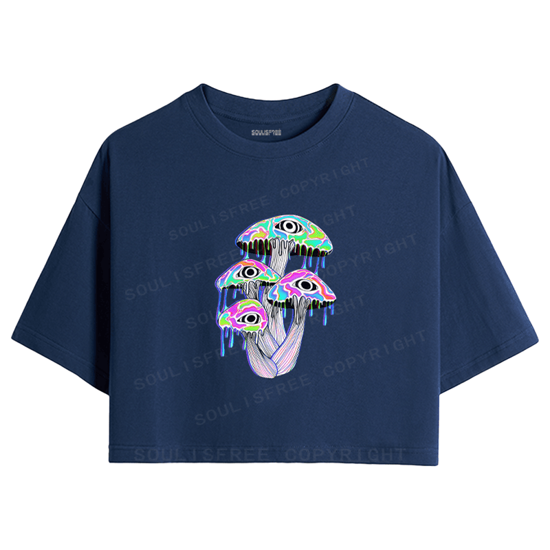 Soulisfree Melting Eye Mushroom Psyche Crop Tee