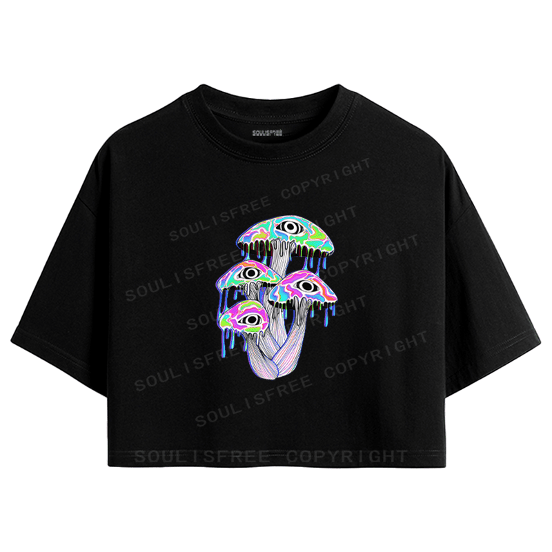 Soulisfree Melting Eye Mushroom Psyche Crop Tee