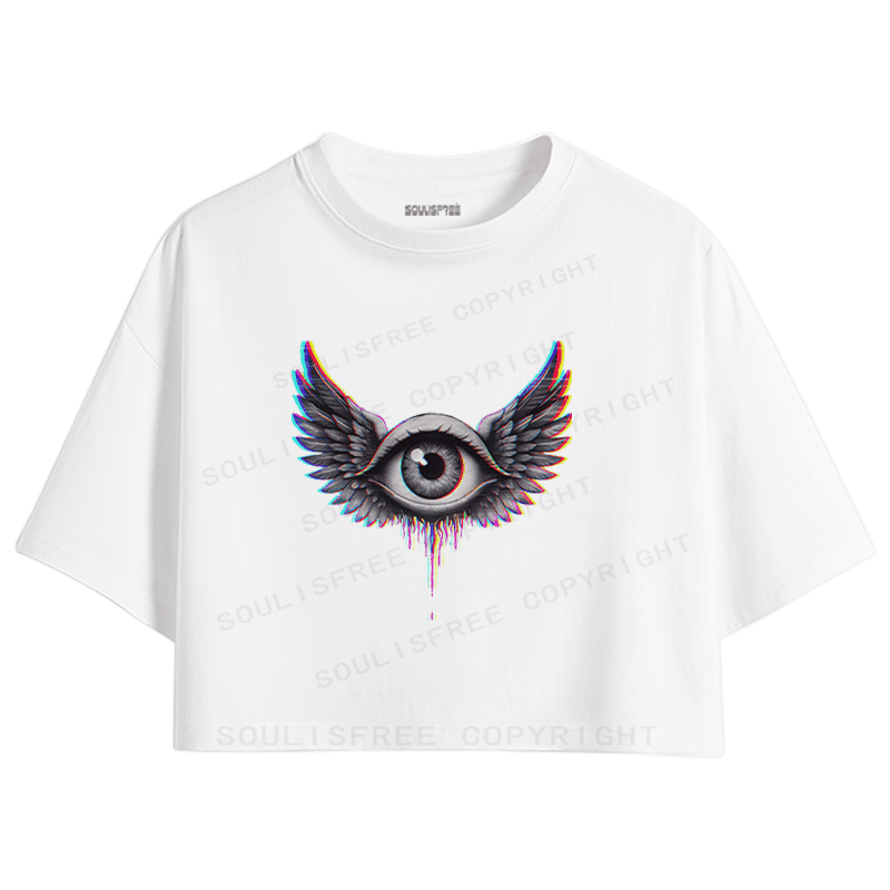 Soulisfree Winged Eye Soul Flight Illusion Crop Tee