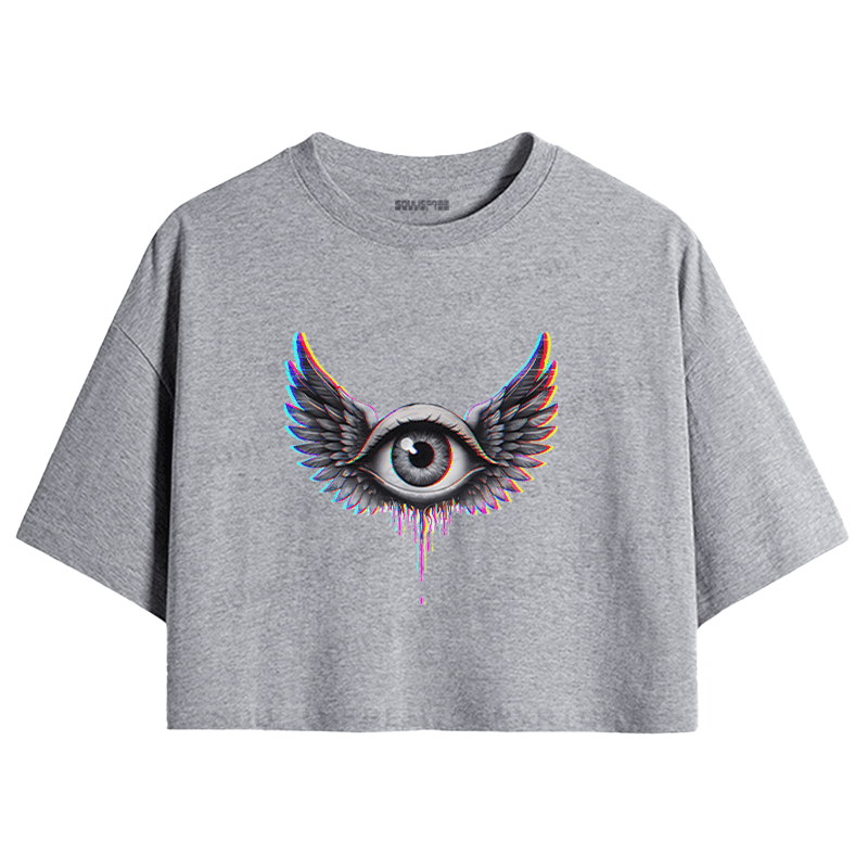 Soulisfree Winged Eye Soul Flight Illusion Crop Tee