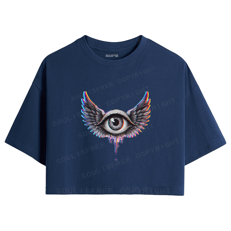 Soulisfree Winged Eye Soul Flight Illusion Crop Tee
