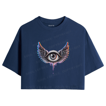 Soulisfree Winged Eye Soul Flight Illusion Crop Tee