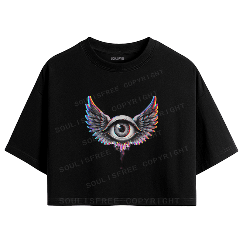 Soulisfree Winged Eye Soul Flight Illusion Crop Tee