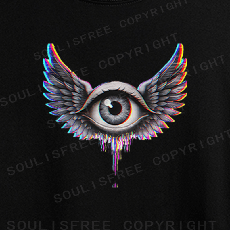 Soulisfree Winged Eye Soul Flight Illusion Crop Tee