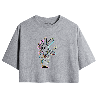 Soulisfree Smile Daisy Rainbow Outline Star Crop Tee