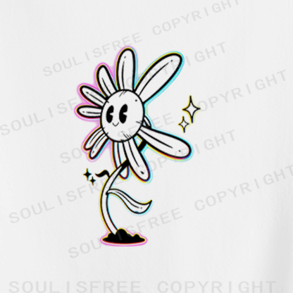 Soulisfree Smile Daisy Rainbow Outline Star Crop Tee