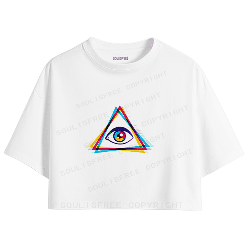 Soulisfree Rainbow Triangle Eye Color Shift Crop Tee
