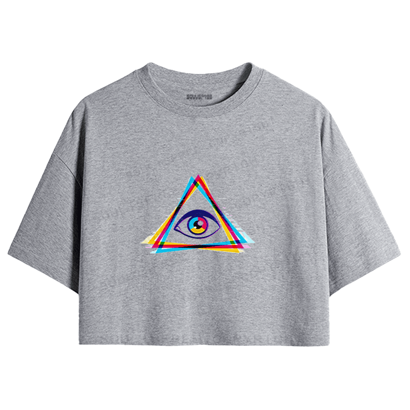 Soulisfree Rainbow Triangle Eye Color Shift Crop Tee
