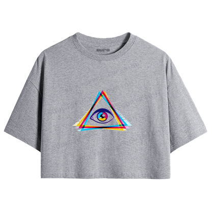 Soulisfree Rainbow Triangle Eye Color Shift Crop Tee