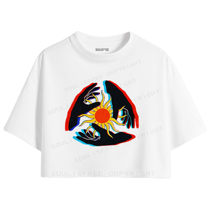 Soulisfree Triple Hand Sun Illusion Crop Tee