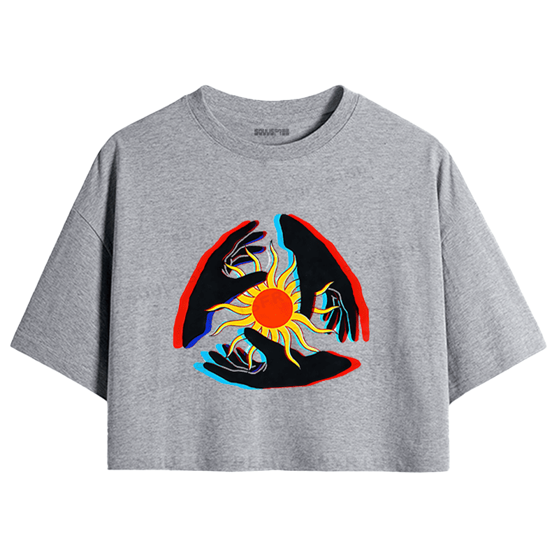 Soulisfree Triple Hand Sun Illusion Crop Tee