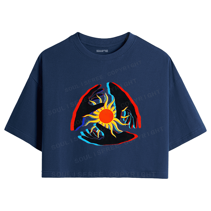 Soulisfree Triple Hand Sun Illusion Crop Tee