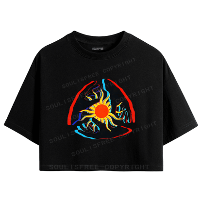 Soulisfree Triple Hand Sun Illusion Crop Tee