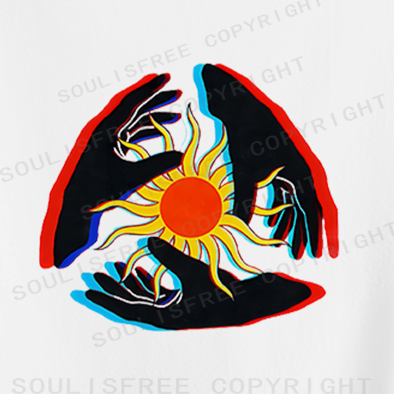 Soulisfree Triple Hand Sun Illusion Crop Tee