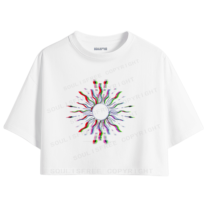 Soulisfree Chroma Burst Glitch Radiance Illusion Crop Tee