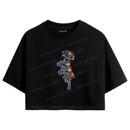Soulisfree Bloom Through Bone Stem Illusion Crop Tee