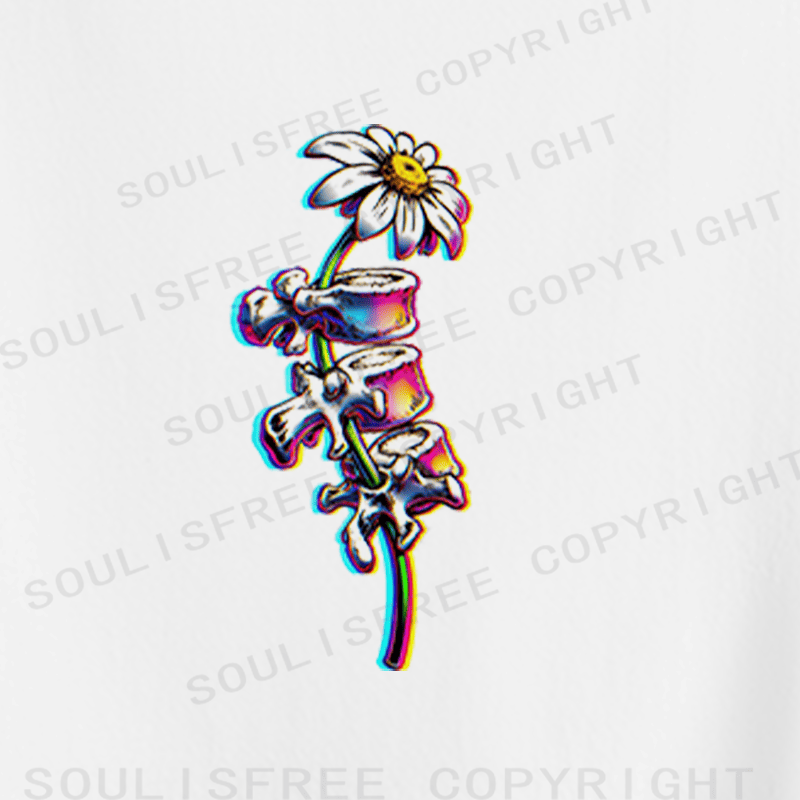 Soulisfree Bloom Through Bone Stem Illusion Crop Tee