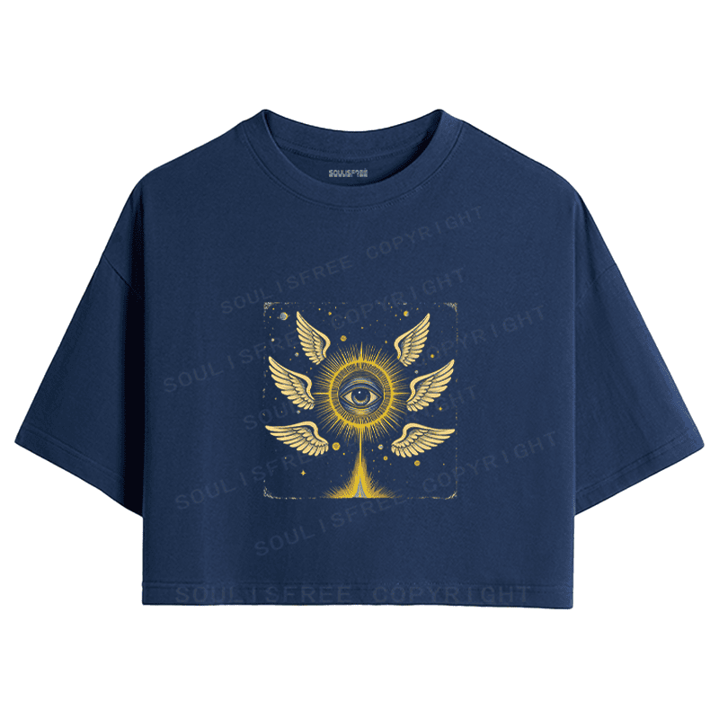 Soulisfree Celestial Eye Winged Radiance Crop Tee