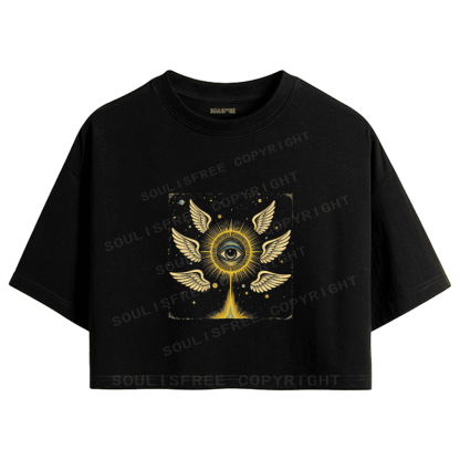Soulisfree Celestial Eye Winged Radiance Crop Tee