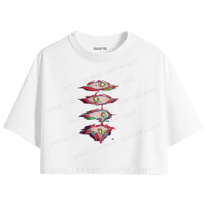 Soulisfree Fractured Gaze Chroma Shift Illusion Crop Tee