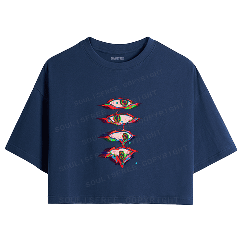 Soulisfree Fractured Gaze Chroma Shift Illusion Crop Tee