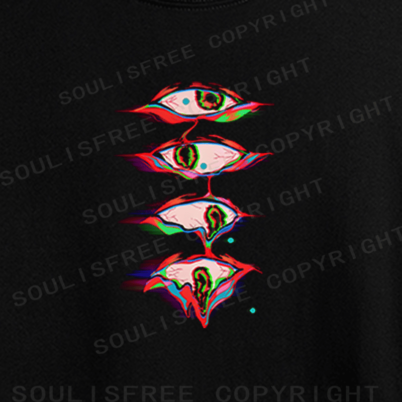 Soulisfree Fractured Gaze Chroma Shift Illusion Crop Tee