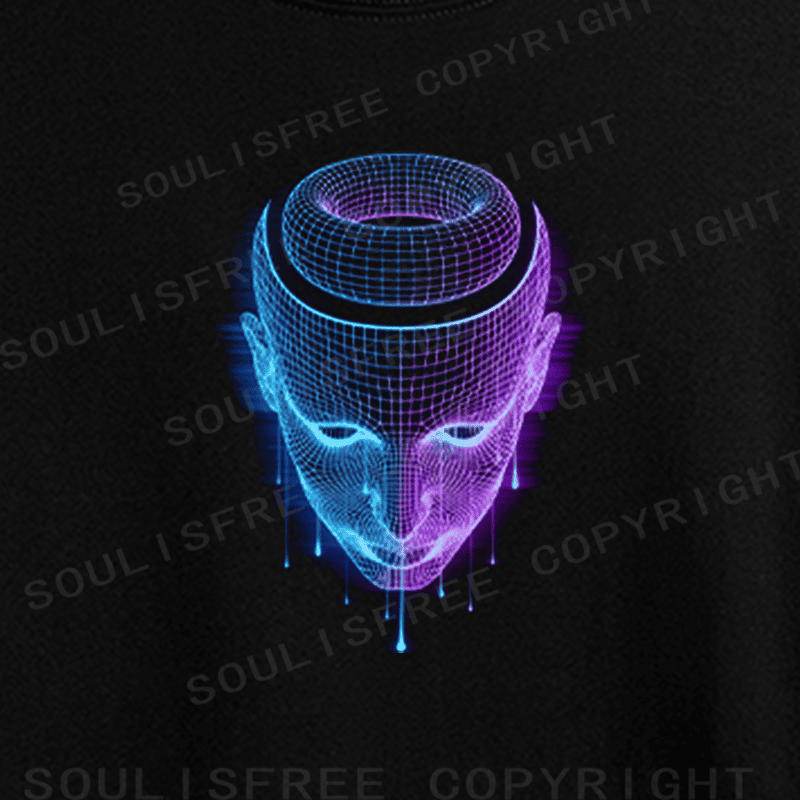 Soulisfree Neon Wireframe Alien Halo Illusion Crop Tee