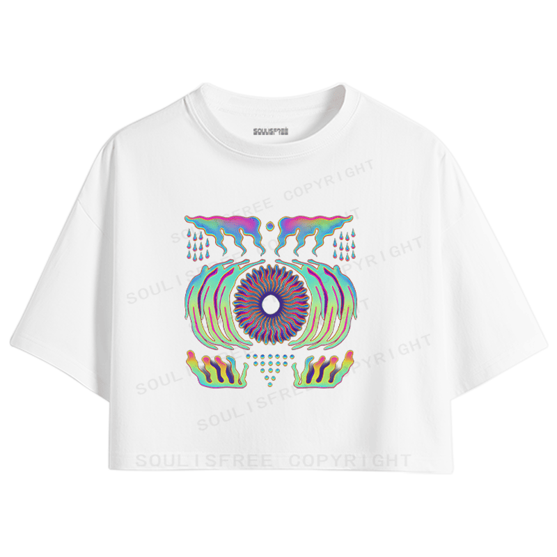Soulisfree Liquid Chroma Psychedelic Vortex Illusion Crop Tee