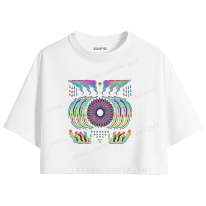 Soulisfree Liquid Chroma Psychedelic Vortex Illusion Crop Tee