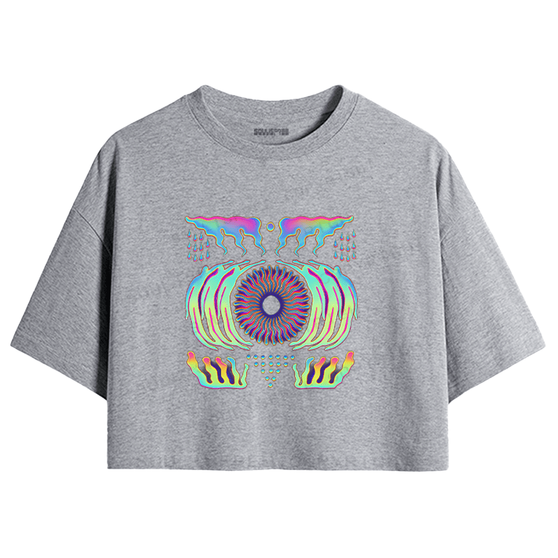 Soulisfree Liquid Chroma Psychedelic Vortex Illusion Crop Tee