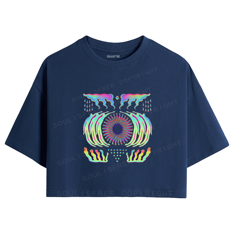 Soulisfree Liquid Chroma Psychedelic Vortex Illusion Crop Tee