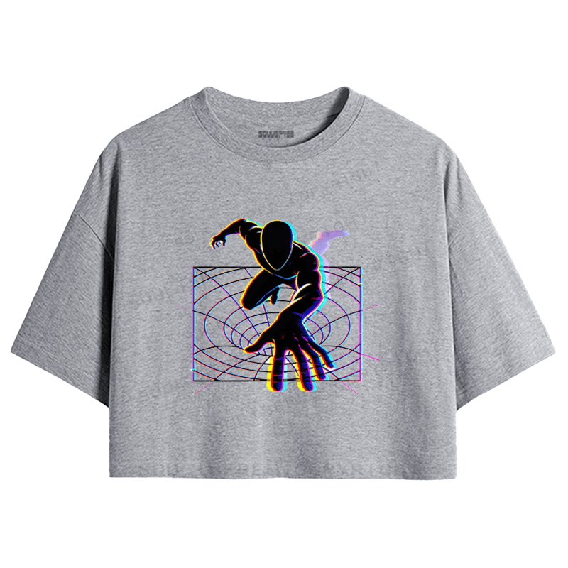 Soulisfree Dimensional Reach Glitch Horizon Illusion Crop Tee