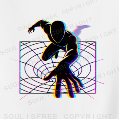 Soulisfree Dimensional Reach Glitch Horizon Illusion Crop Tee