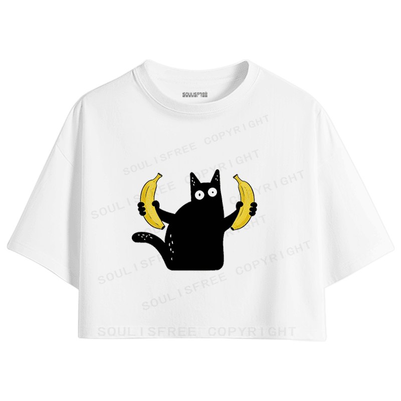 Soulisfree Feline Absurdity Flux Banana Balance Crop Tee