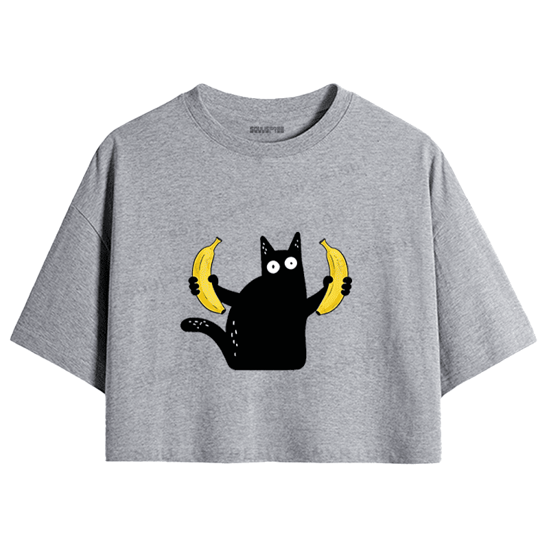 Soulisfree Feline Absurdity Flux Banana Balance Crop Tee