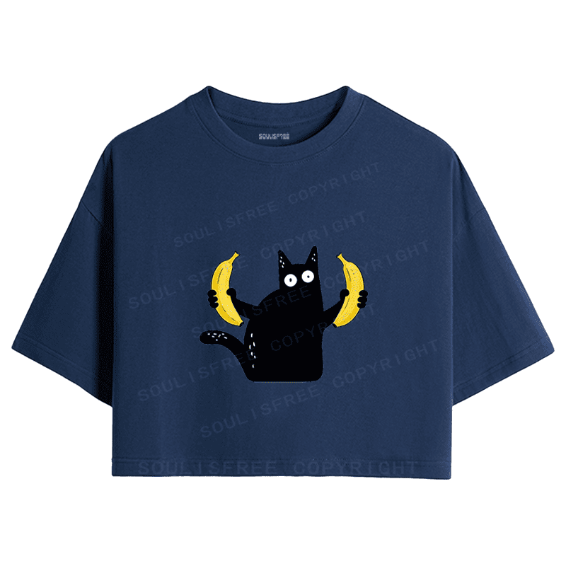 Soulisfree Feline Absurdity Flux Banana Balance Crop Tee