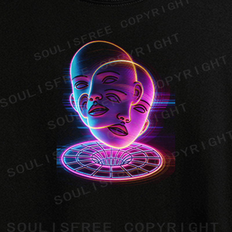 Soulisfree Face Flux Digital Soul Illusion Crop Tee