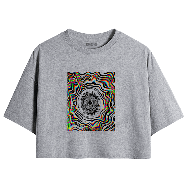 Soulisfree Chromatic Vortex Tunnel Optical Flux Illusion Crop Tee