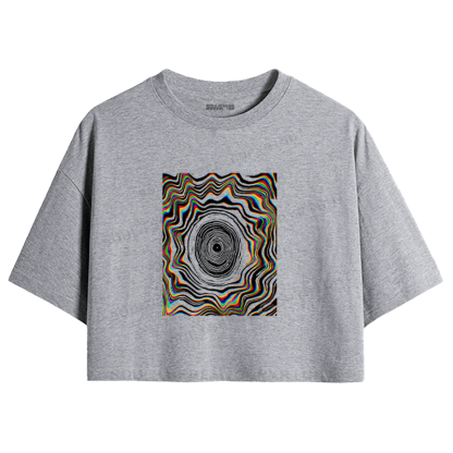 Soulisfree Chromatic Vortex Tunnel Optical Flux Illusion Crop Tee