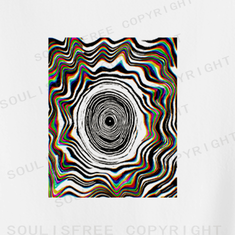 Soulisfree Chromatic Vortex Tunnel Optical Flux Illusion Crop Tee