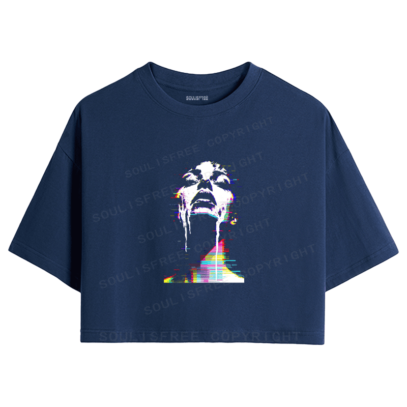 Soulisfree Digital Tear Flux Chromatic Soul Overflow Illusion Crop Tee