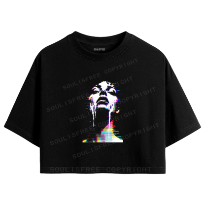 Soulisfree Digital Tear Flux Chromatic Soul Overflow Illusion Crop Tee