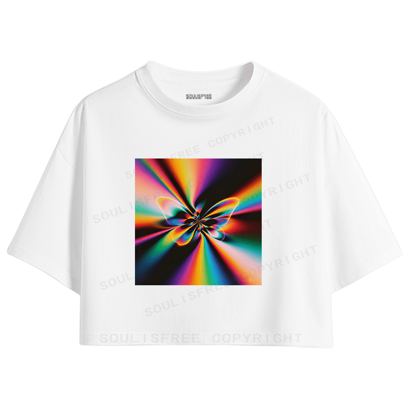 Soulisfree Cosmic Kaleidoscope Energy Abstract Art Crop Tee
