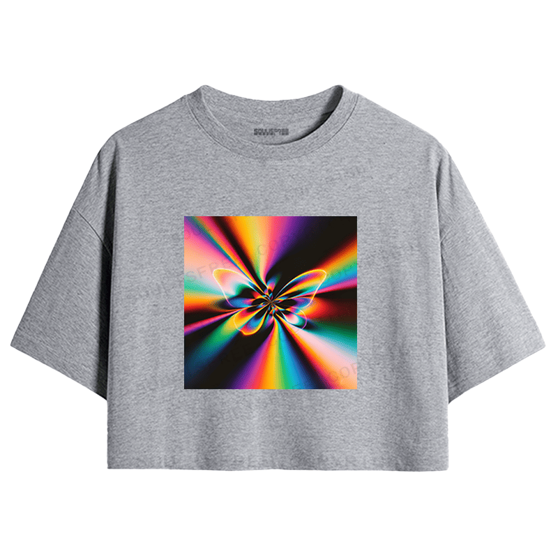 Soulisfree Cosmic Kaleidoscope Energy Abstract Art Crop Tee