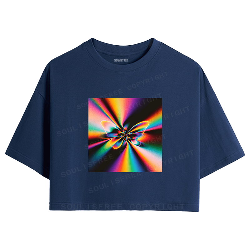 Soulisfree Cosmic Kaleidoscope Energy Abstract Art Crop Tee