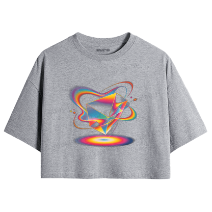 Soulisfree Geometric Energy Prism Rainbow Vortex Graphic Crop Tee