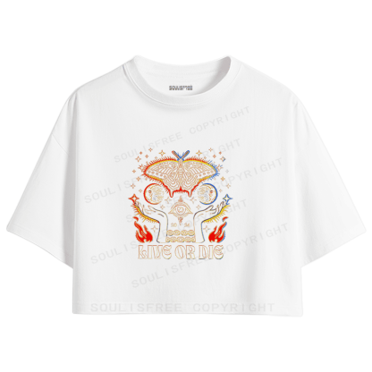 Soulisfree Live or Die Moth Mystic Eye Occult Graphic Crop Tee