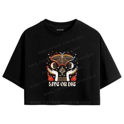 Soulisfree Live or Die Moth Mystic Eye Occult Graphic Crop Tee