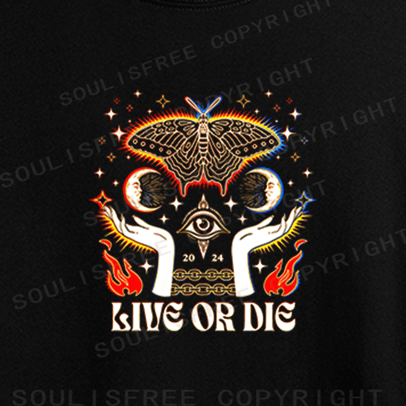 Soulisfree Live or Die Moth Mystic Eye Occult Graphic Crop Tee